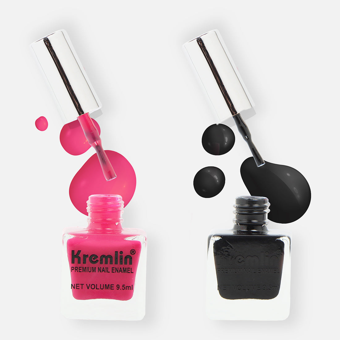 Kremlin Nail Paints Pack of 2 Pink and Black Size-9.9 ml