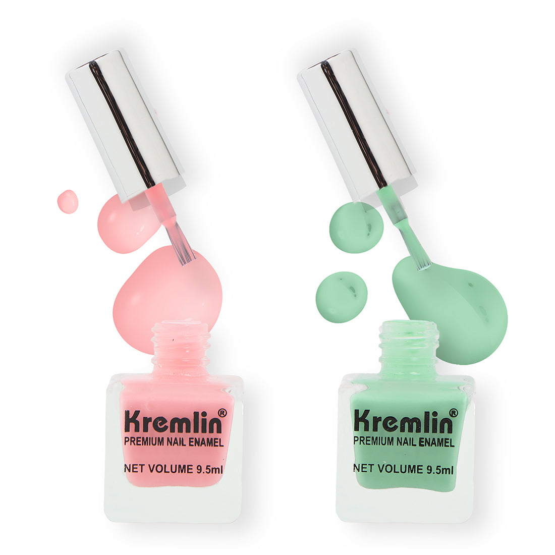 Kremlin Nail Paints Pack of 2 Pastel Pink and Green Size-9.9 ml