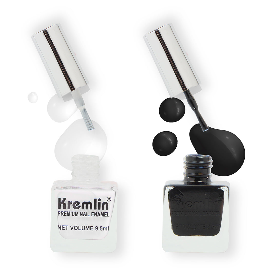 Kremlin Nail Paints Pack of 2 Black and White Size-9.9 ml