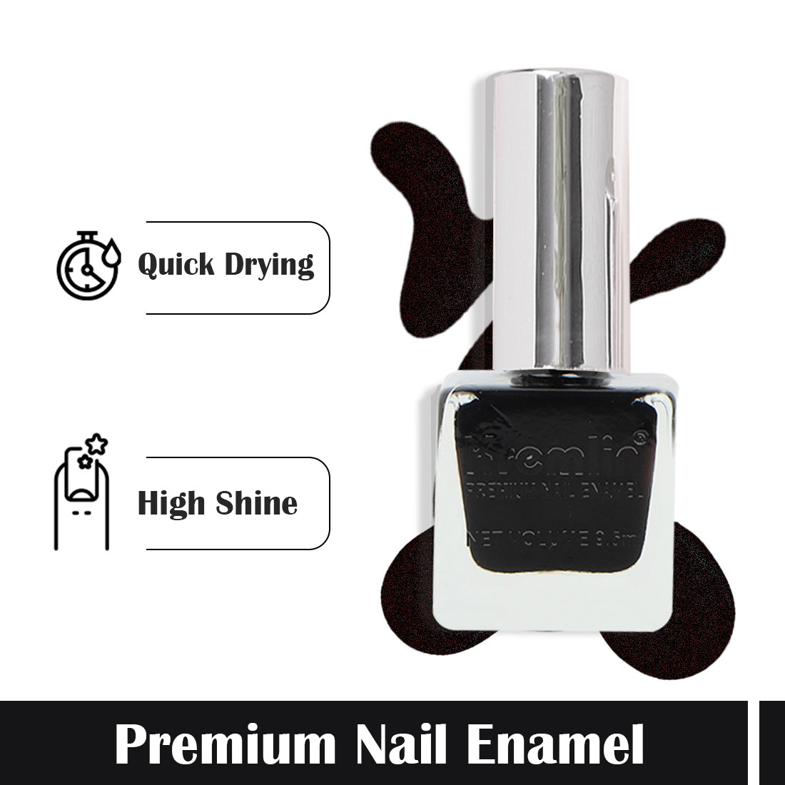 Kremlin Nail Paints Pack of 2 Black and Top Coat Size-9.9 ml
