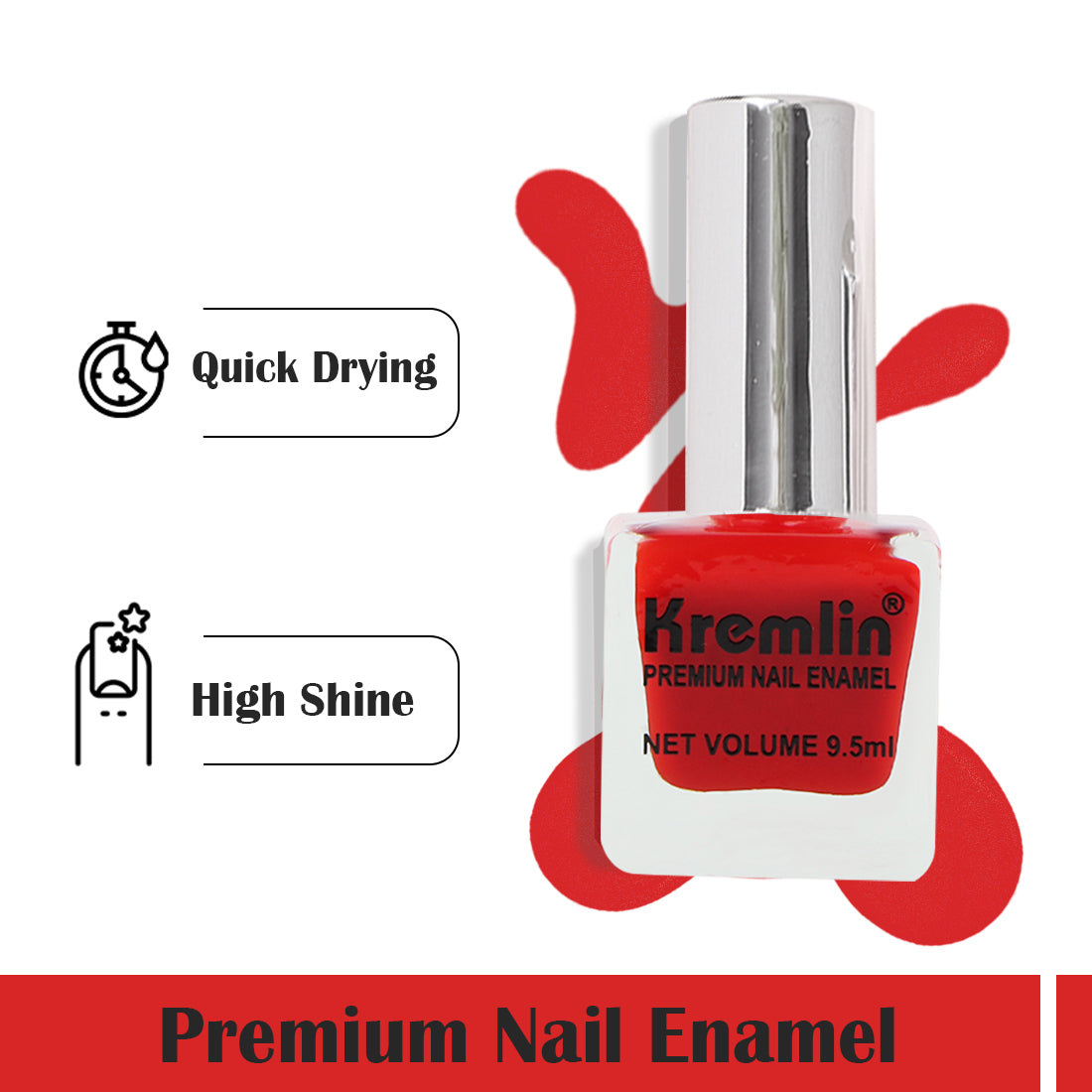 Kremlin Nail Paints Pack of 2 Red and Black Size-9.9 ml