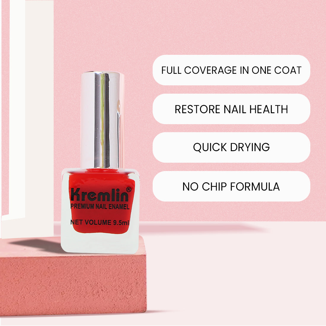 Kremlin Nail Paints Pack of 2 Red and Top Coat Size-9.9 ml