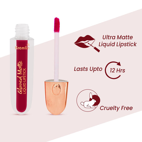 Kremlin Glazed Matte Liquid Lipstick Lips Pack of 2 (Wicked,Mermaid)