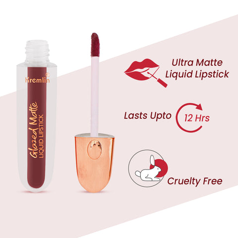 Kremlin Glazed Matte Liquid Lipstick Lips Pack of 2 (Fiery Queen,Wicked)