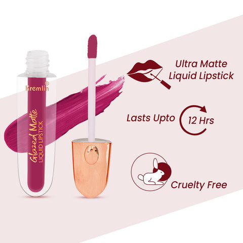 Kremlin Glazed Matte Liquid Lipstick Lips Pack of 2 (Sizzling Slayer,Rosette)