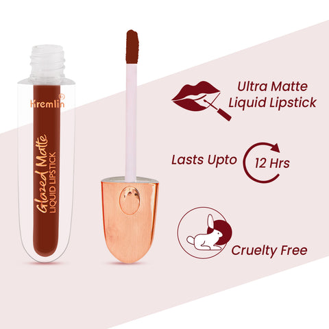 Kremlin Glazed Matte Liquid Lipstick Lips Pack of 2 (Rosette,Normally Nude)
