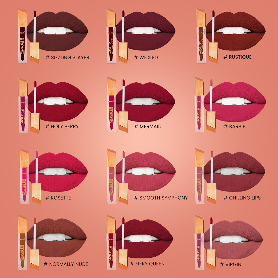 Kremlin Mousse Matte Liquid Lipstick Lips Pack of 2 (Holy Berry,Rosette)