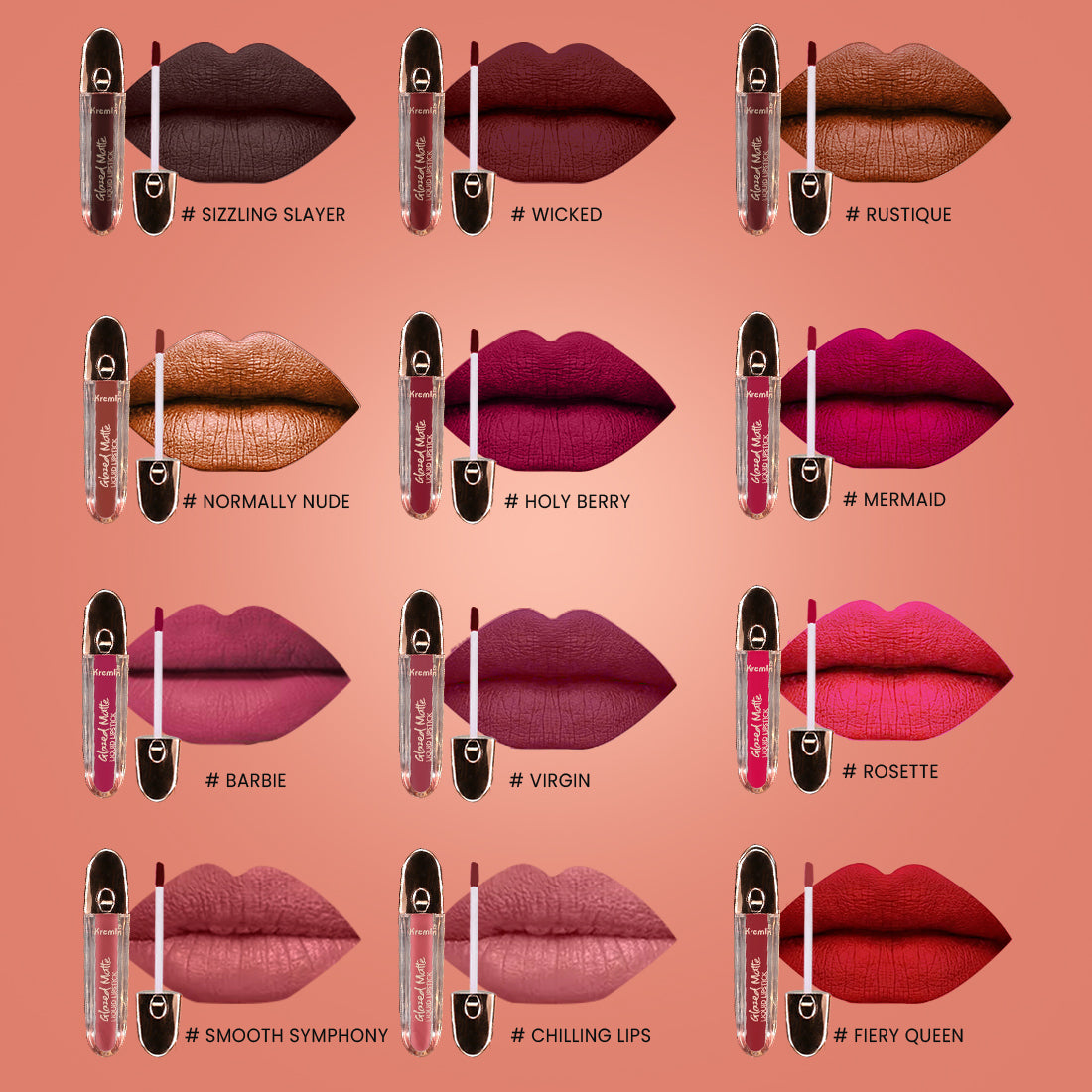 Kremlin Glazed Matte Liquid Lipstick Lips Pack of 2 (Sizzling Slayer,Rosette)