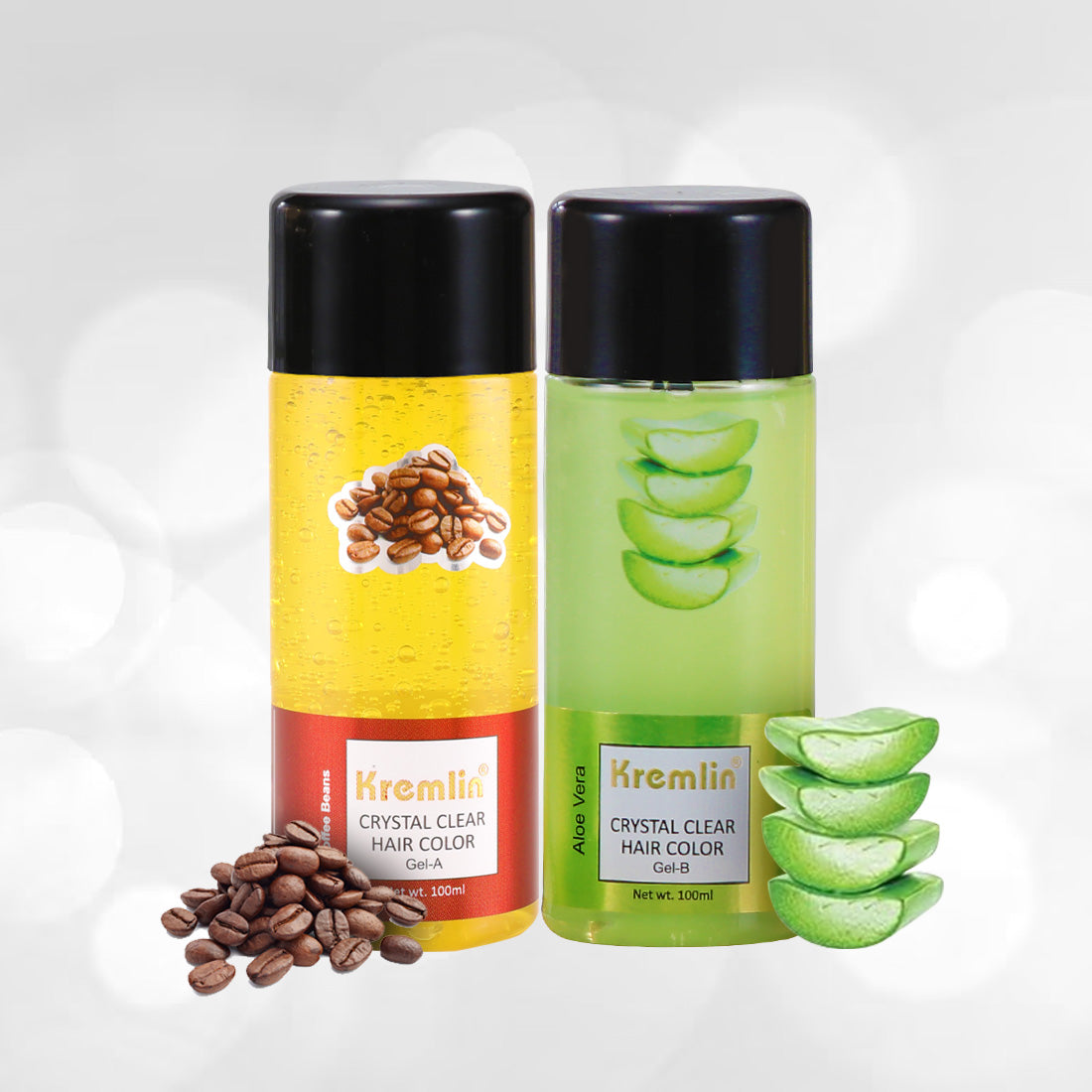 Kremlin Crystal Clear Gel Hair Color- 100ml+100ml Coffee Beans and Aloevera