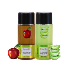 Combo Pack of 2 Kremlin Crystal Clear Gel Hair Colour-100ml+100ml Apple and Aloe Vera- New Super Saver- Natural Black
