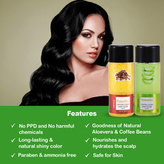 Combo Pack of 2 Kremlin Crystal Clear Gel Hair Color- 100ml+100ml Coffee Beans and Aloe Vera- Natural Black