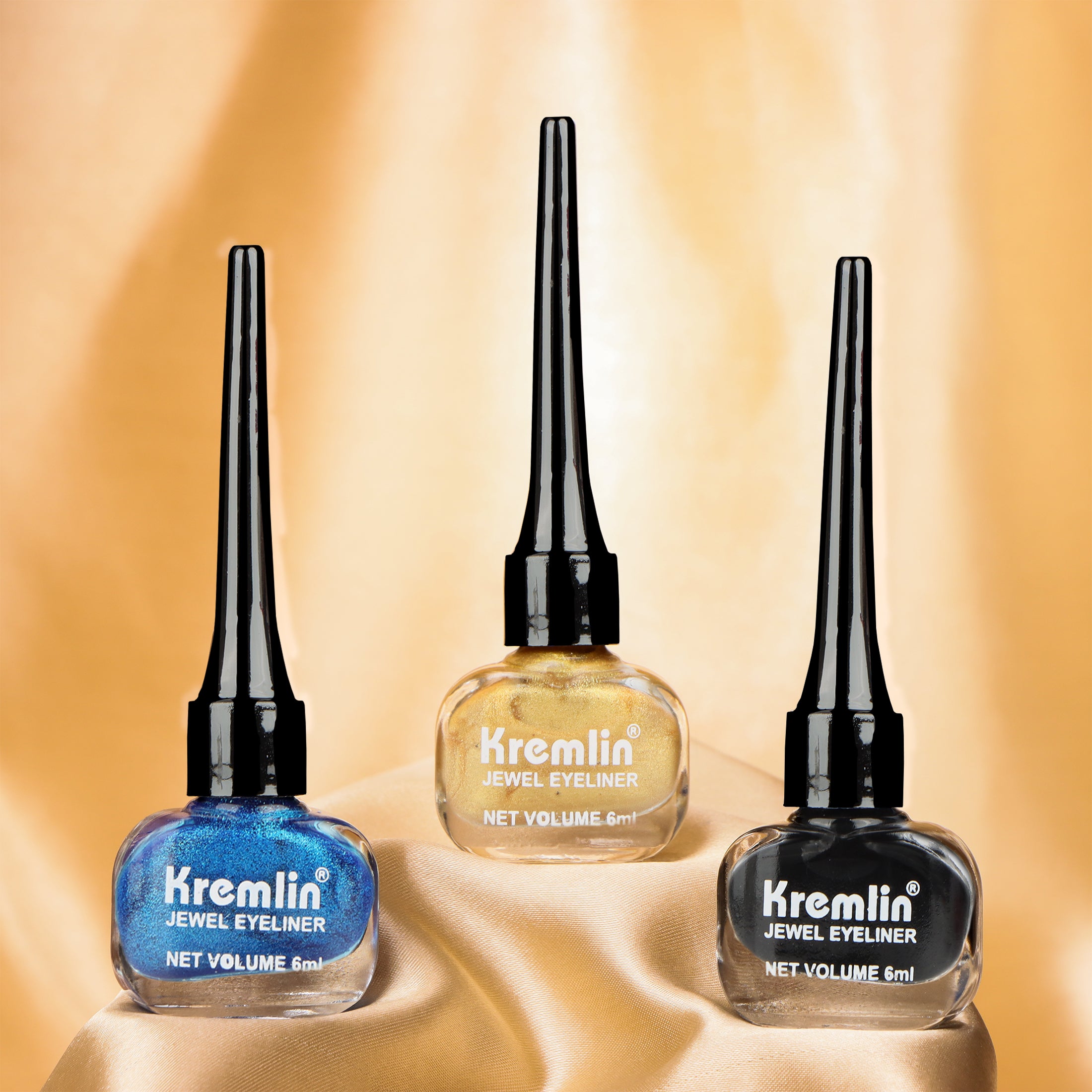 Kremlin Color Eyeliner Pack of 3 Blue Gold and Black Size-5.5 ml