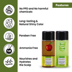 Combo Pack of 2 Kremlin Crystal Clear Gel Hair Colour-100ml+100ml Apple and Aloe Vera- Dark Brown