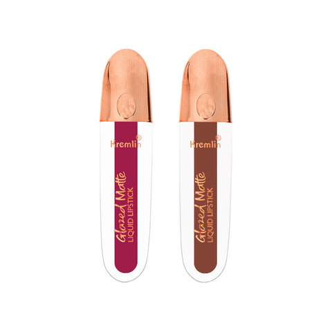 Kremlin Glazed Matte Liquid Lipstick Lips Pack of 2 (Barbie, Normally Nude)