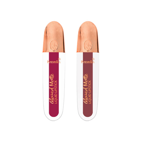 Kremlin Glazed Matte Liquid Lipstick Lips Pack of 2 (Barbie, Virgin)