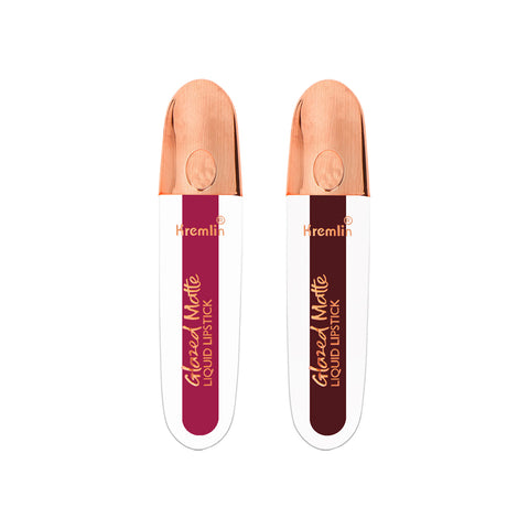 Kremlin Glazed Matte Liquid Lipstick Lips Pack of 2 (Barbie, Wicked)