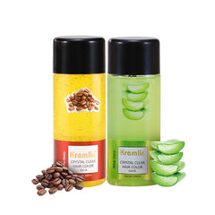 Combo Pack of 2 Kremlin Crystal Clear Gel Hair Color- 100ml+100ml Coffee Beans and Aloe Vera- Natural Black