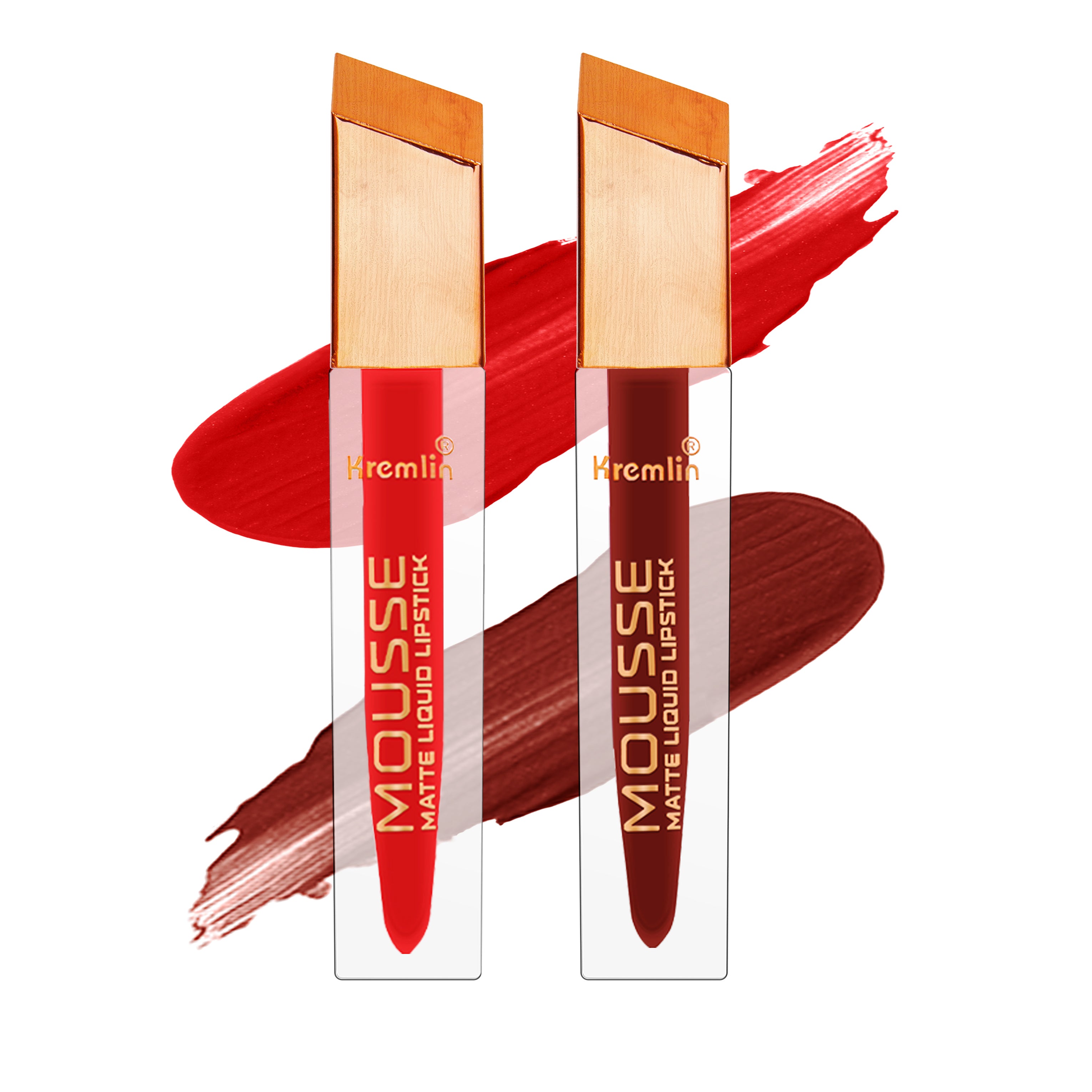 Kremlin Mousse Matte Liquid Lipstick Lips Pack of 2 (Fiery Queen,Rustique)