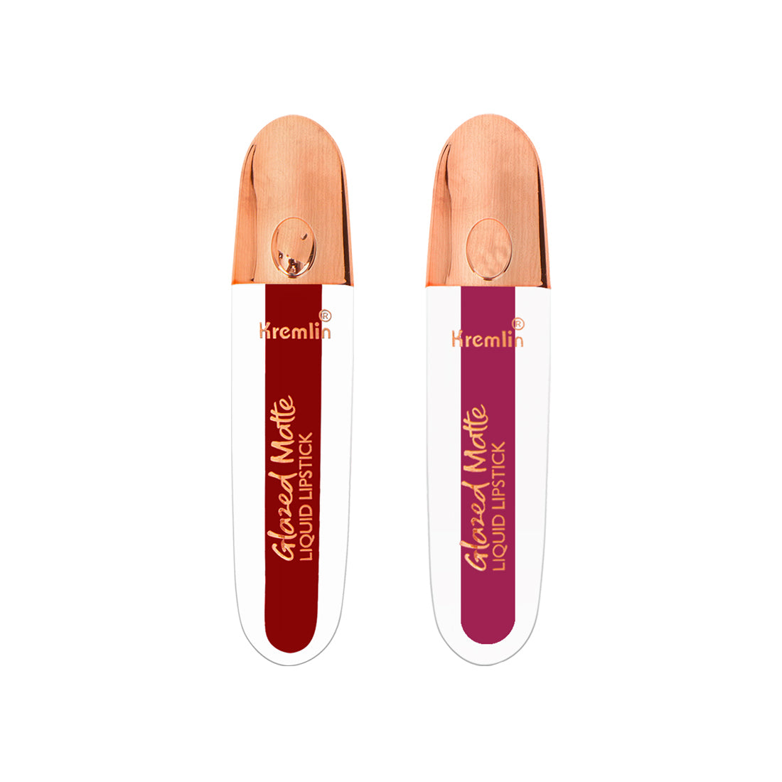 Kremlin Glazed Matte Liquid Lipstick Lips Pack of 2 (Fiery Queen,Rosette)