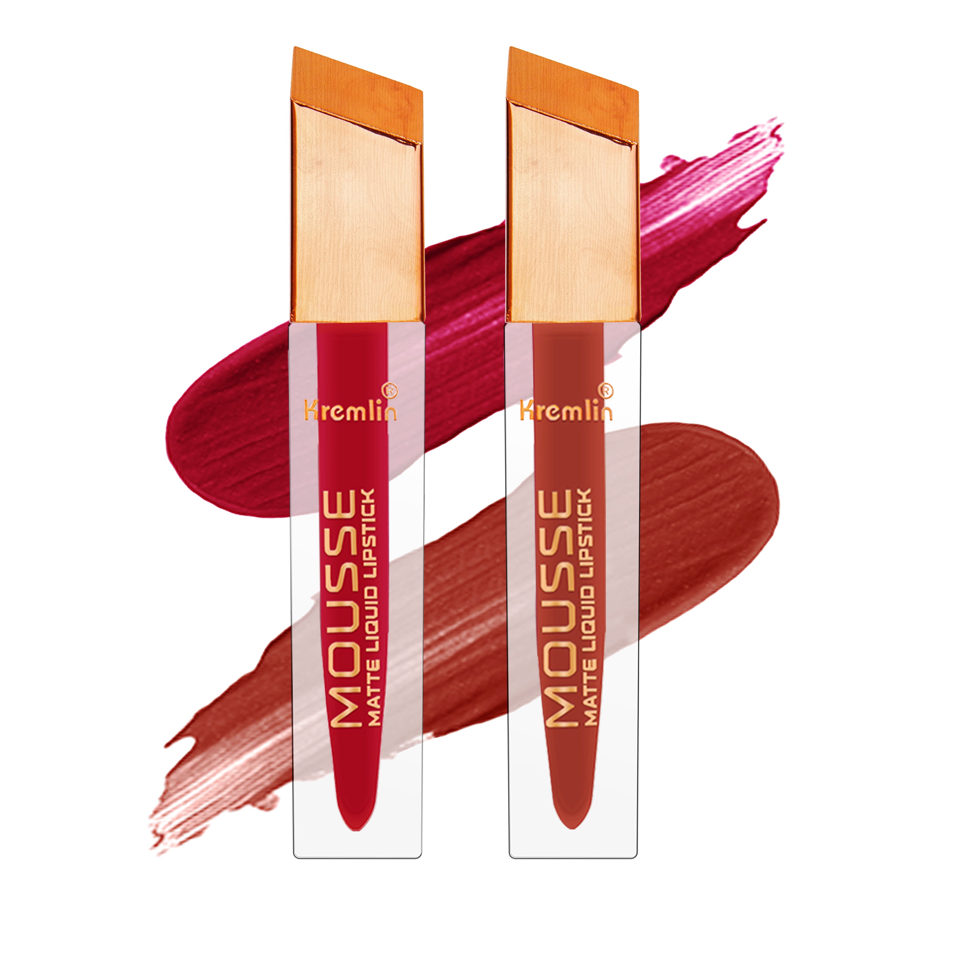 Kremlin Mousse Matte Liquid Lipstick Lips Pack of 2 (Holy Berry,Normally Nude)