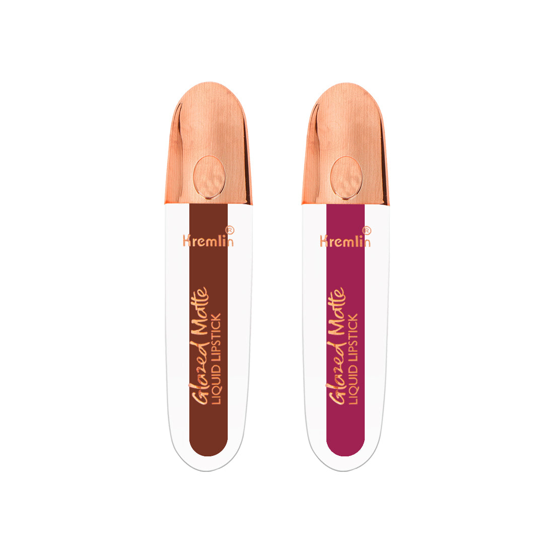 Kremlin Glazed Matte Liquid Lipstick Lips Pack of 2 (Rustique,Rosette)