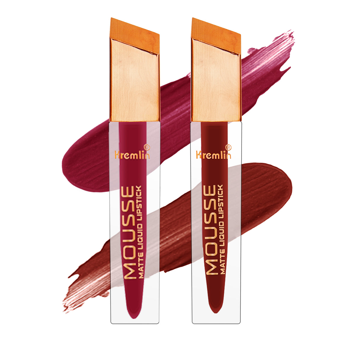 Kremlin Mousse Matte Liquid Lipstick Lips Pack of 2 (Virgin, Rustique)