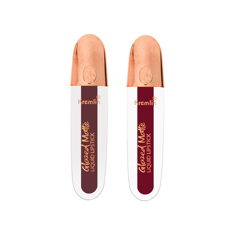 Kremlin Glazed Matte Liquid Lipstick Lips Pack of 2 (Sizzling Slayer,Holy Berry)